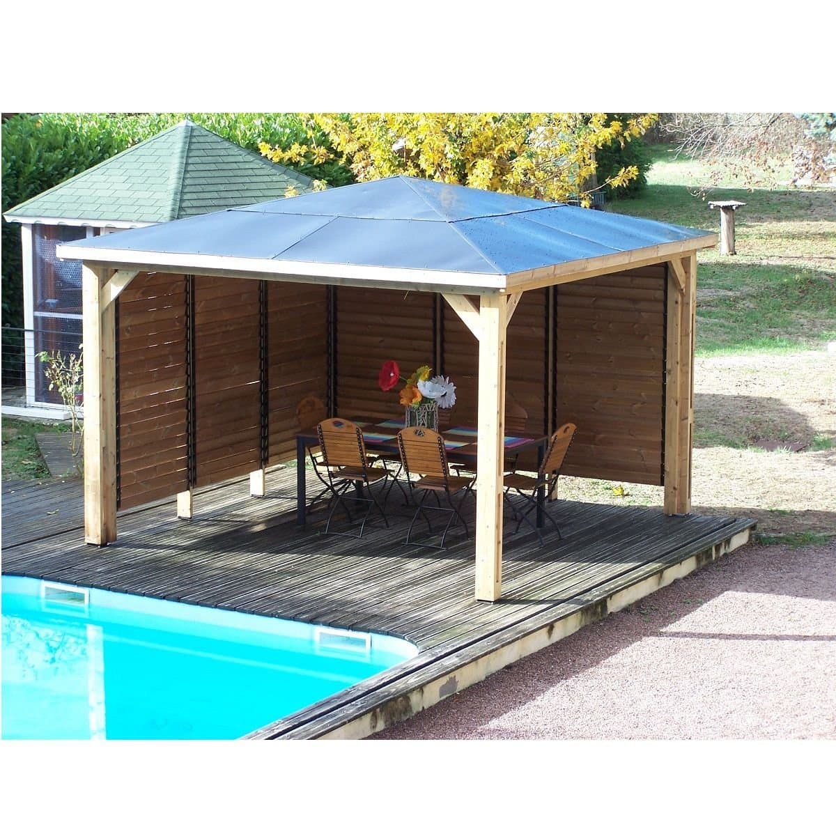 Abri de piscine BLUETERM 14,36 m² deux parois à ventelles | Compact, Robuste & Sécurisé