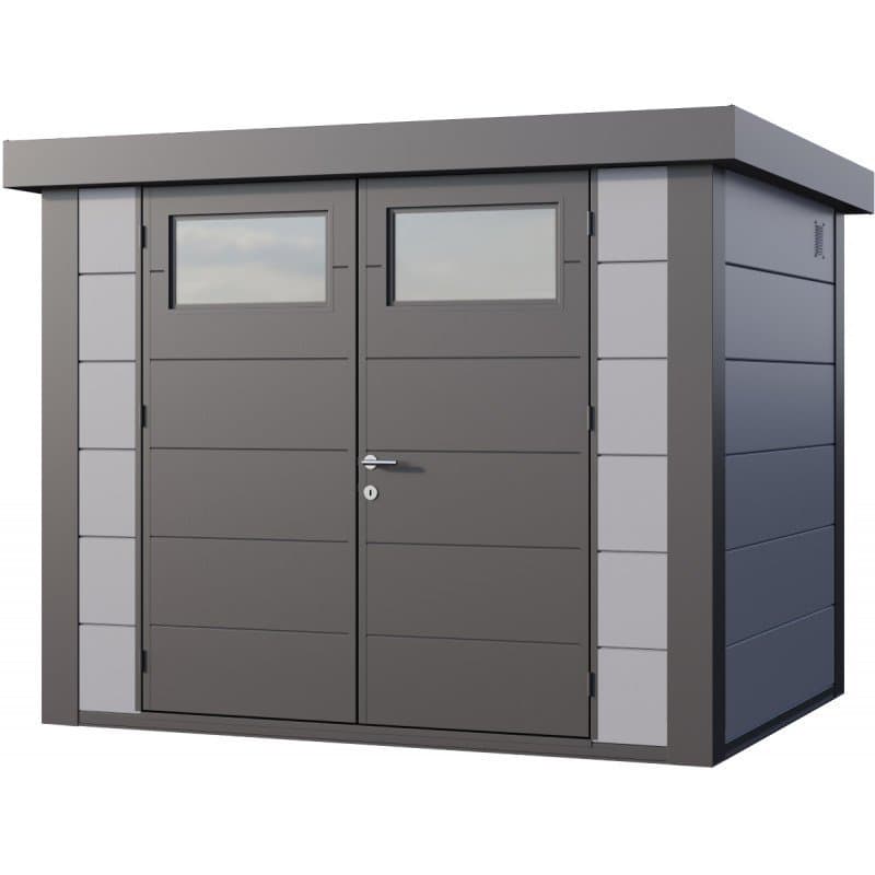 Abri Telluria Eleganto 2721 en acier galvanisé gris clair 5,6m² | Compact, Robuste & Sécurisé