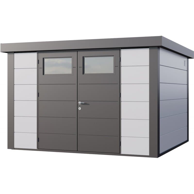 Abri Telluria Eleganto 3330 en acier galvanisé gris blanc 9,8m² | Compact, Robuste & Sécurisé
