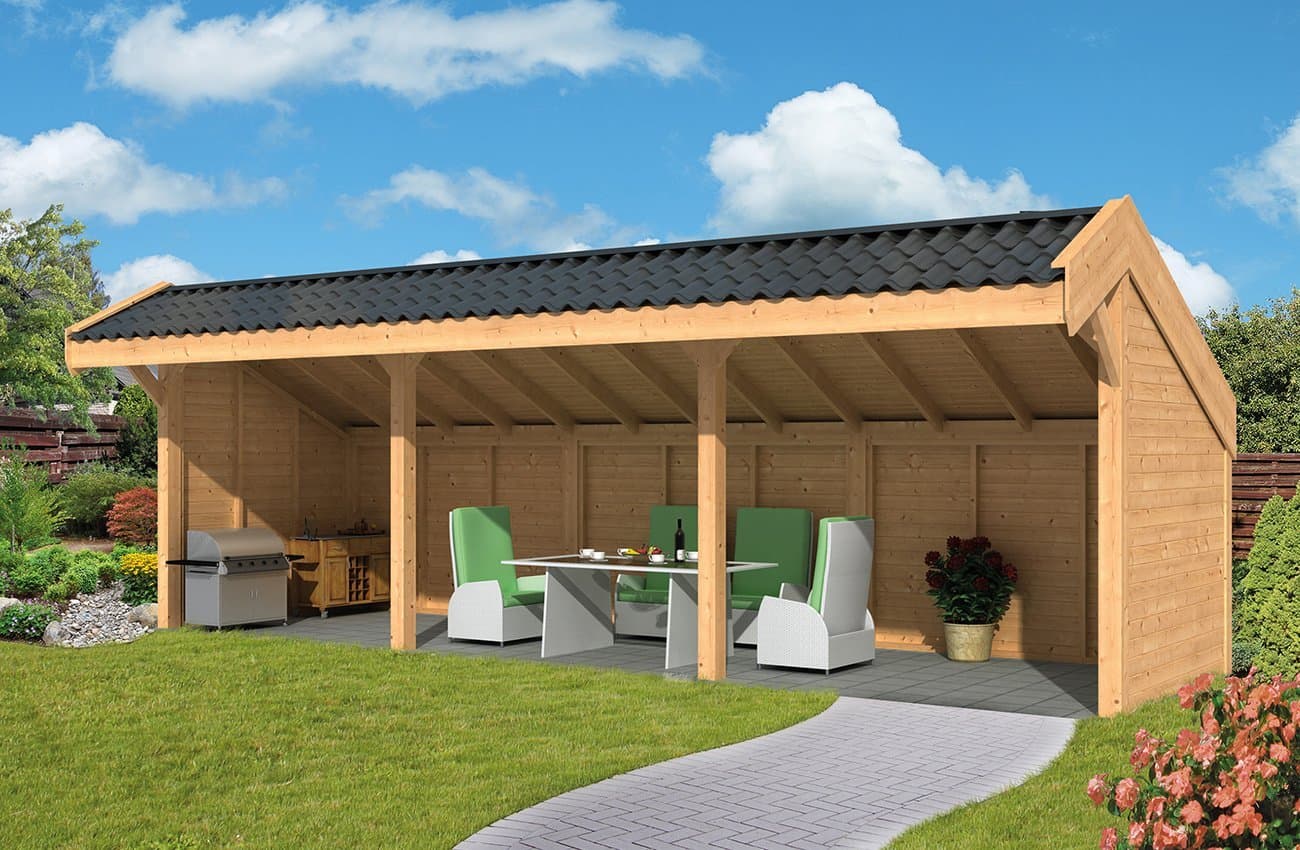 Abri de jardin Boekelo Mélèze Douglas Brut 900 x 340 cm | Compact, Robuste & Sécurisé
