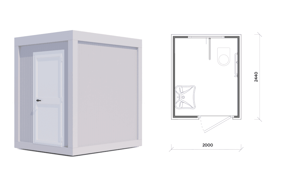 Moduł sanitarny D20 – 2 × 2,44 m
