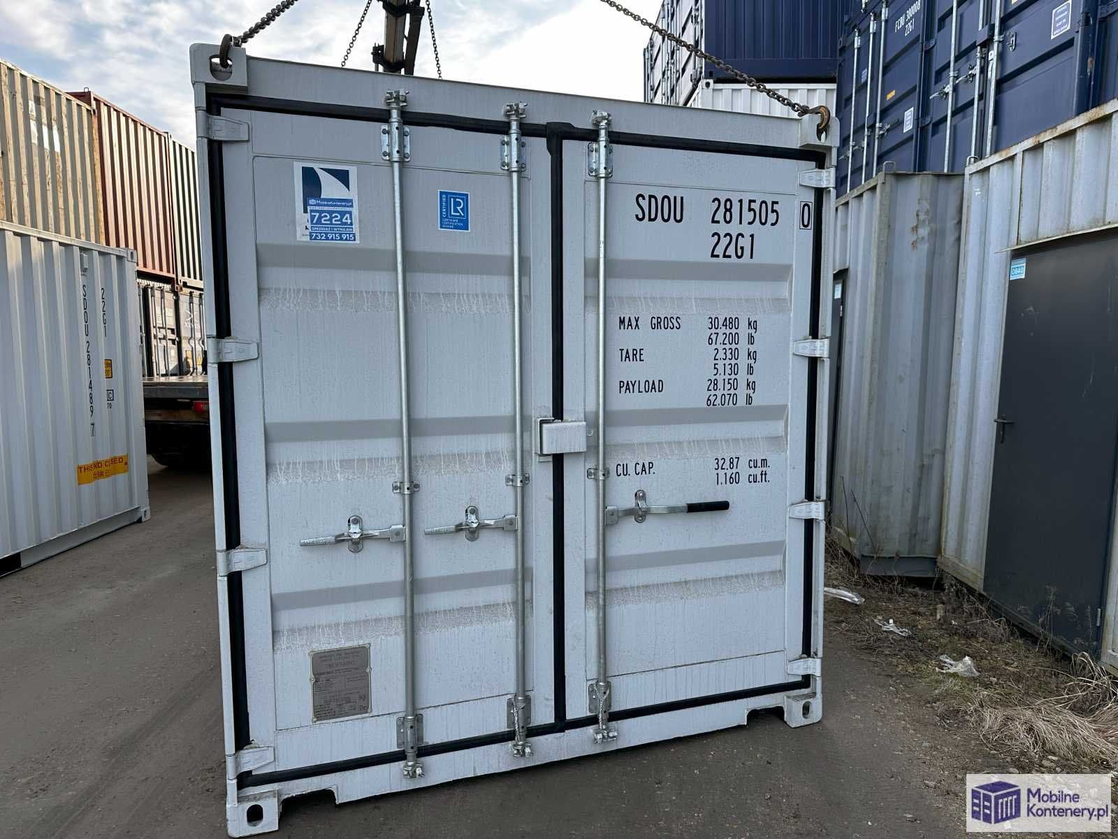 Nowy kontener magazynowy 20 DV Double Door – szary RAL 7035