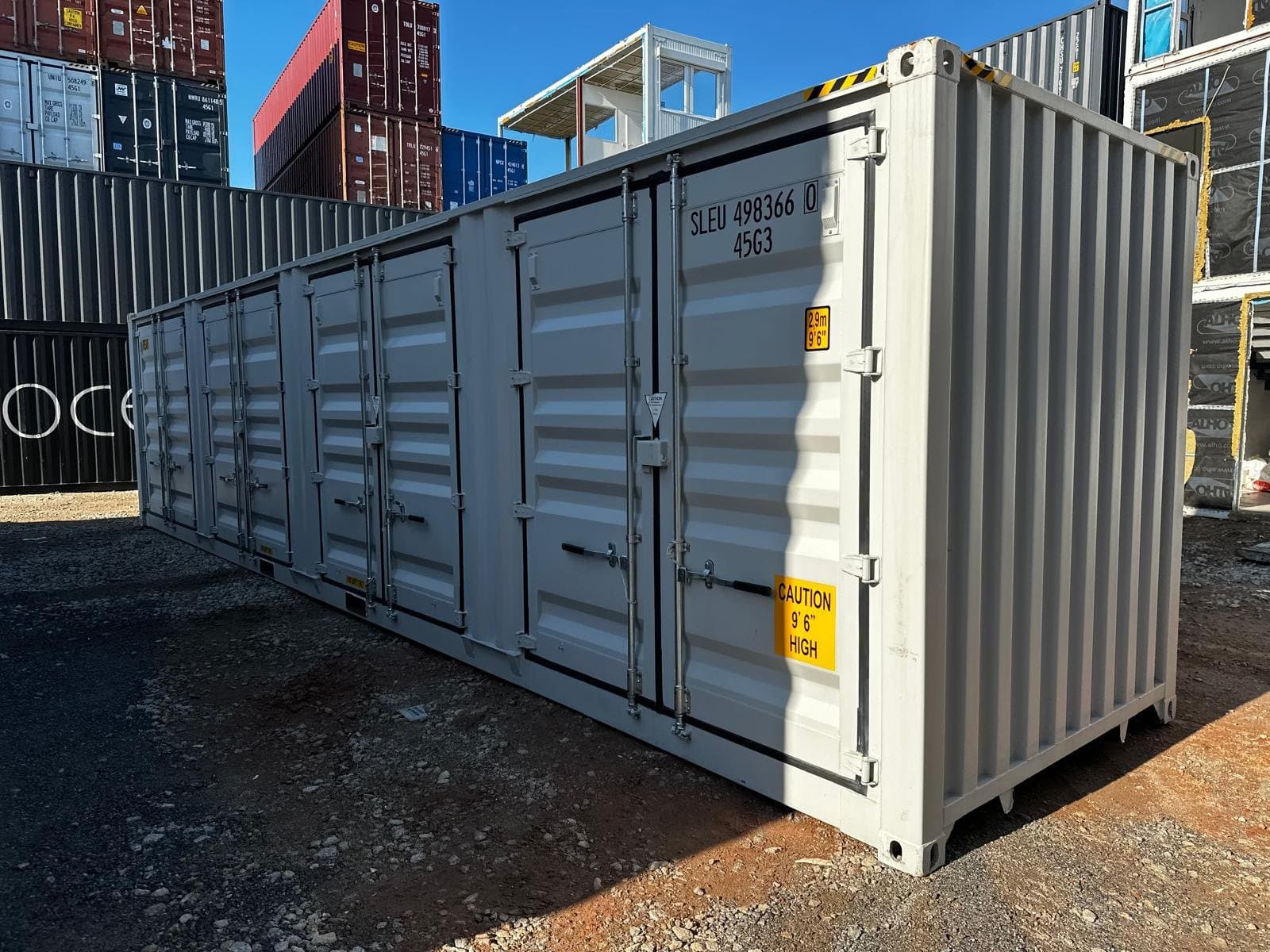 Nowy kontener magazynowy 40 HC Open Side – szary RAL 7035