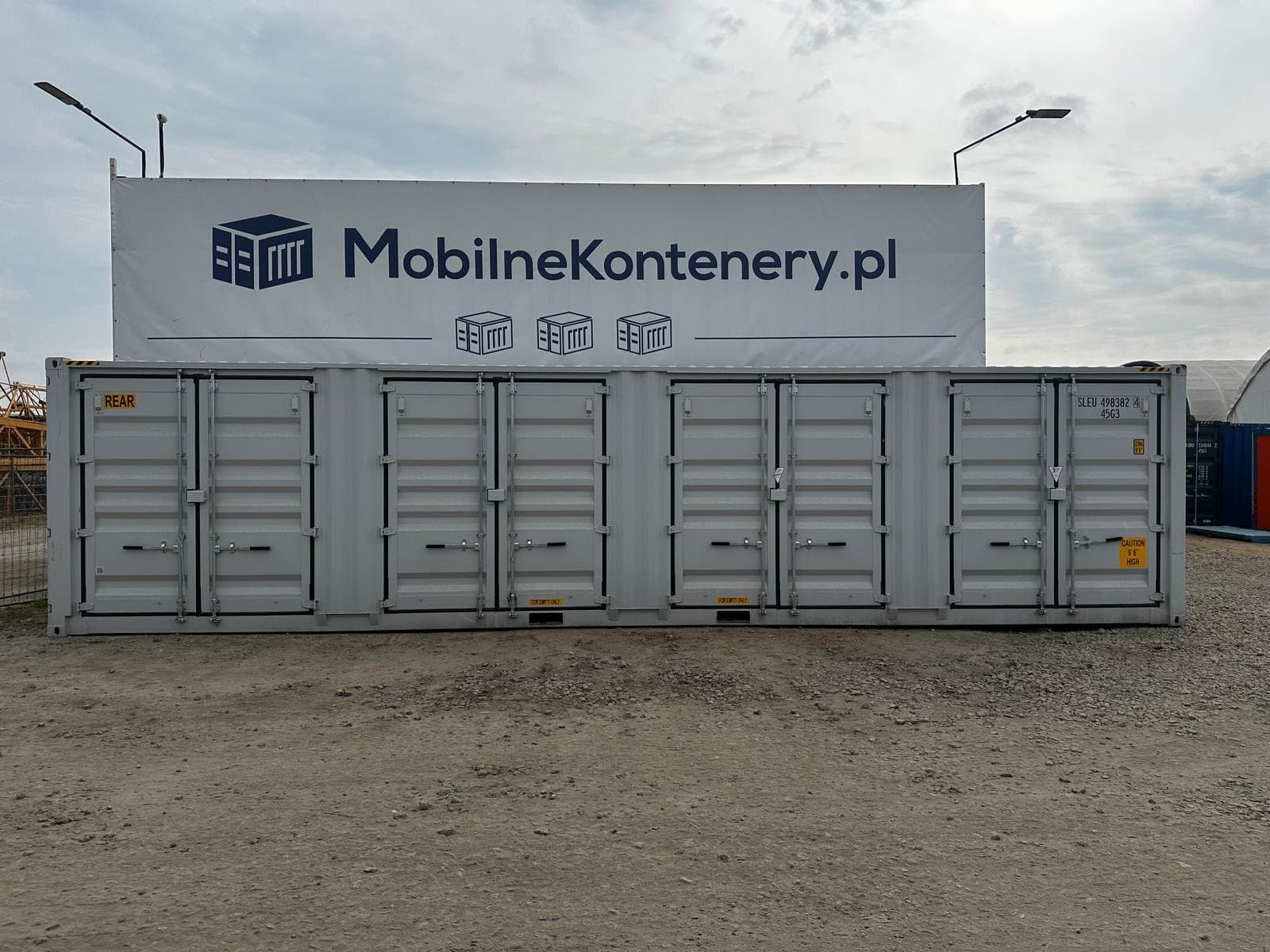 Nowy kontener magazynowy 40 HC Open Side – szary RAL 7035