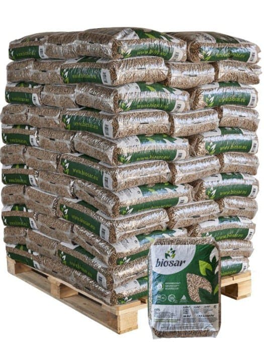 Pellet drzewny Biosar – 77 × 15 kg