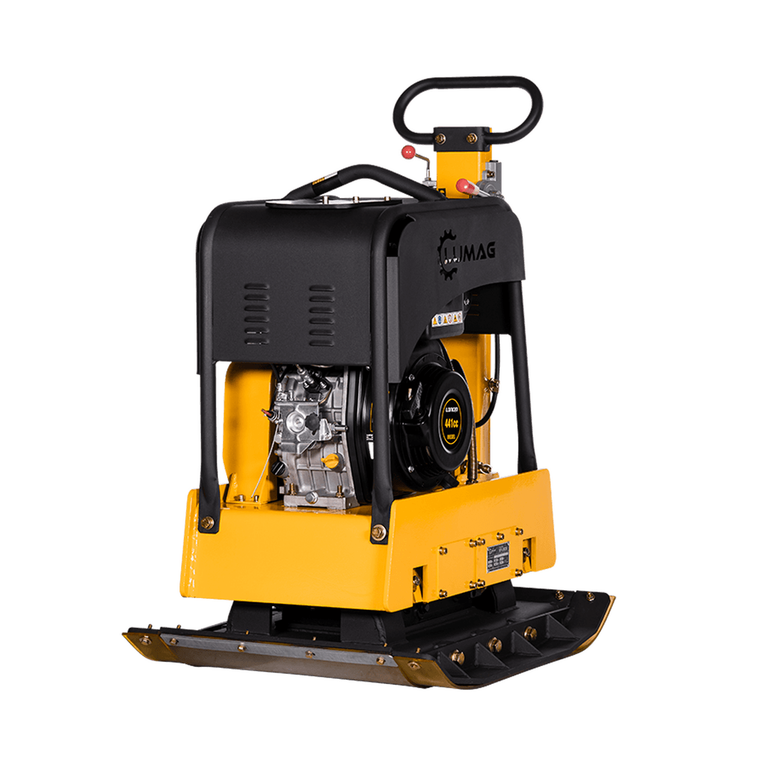 LUMAG RPi38D - Rüttelplatte reversierbar mit 292 kg inkl. Transportfahrwerk und Gummimatte -