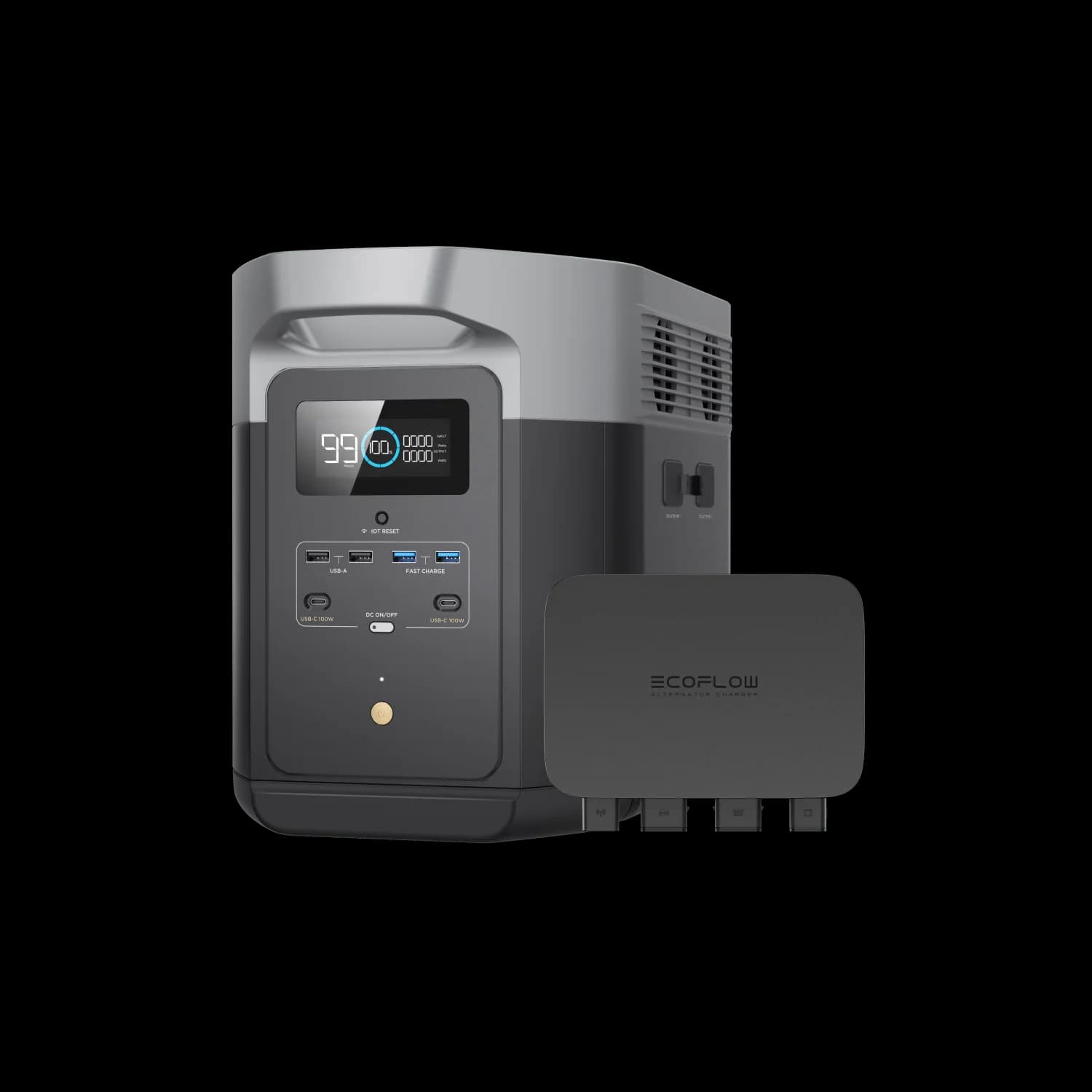 Tragbare Stromversorgung EcoFlow DELTA 2 + 800-W-Ladegerät für den Anschluss an eine Lichtmaschine