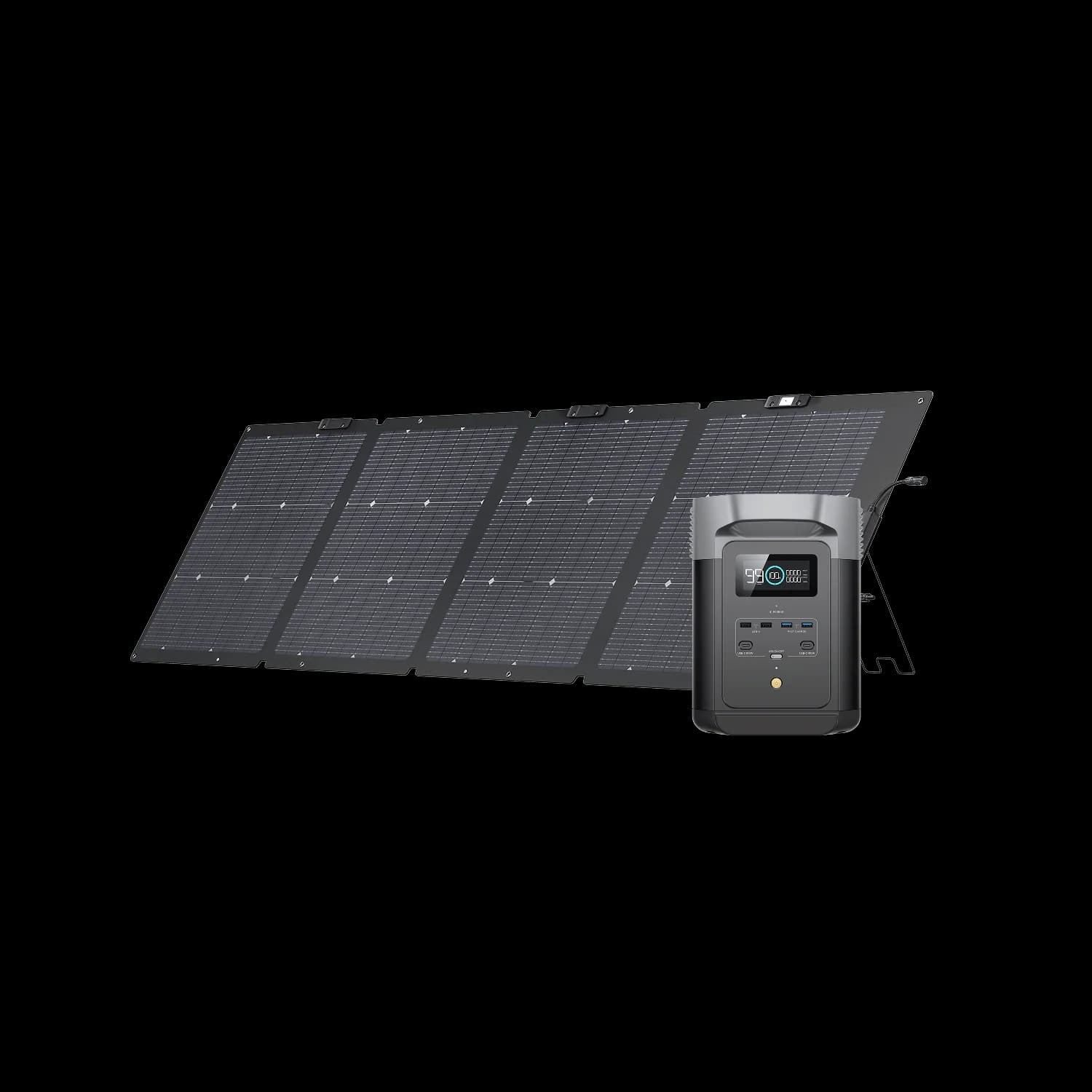 Tragbare Powerstation EcoFlow DELTA 2 + 220-W-Doppelseitiges Solarmodul