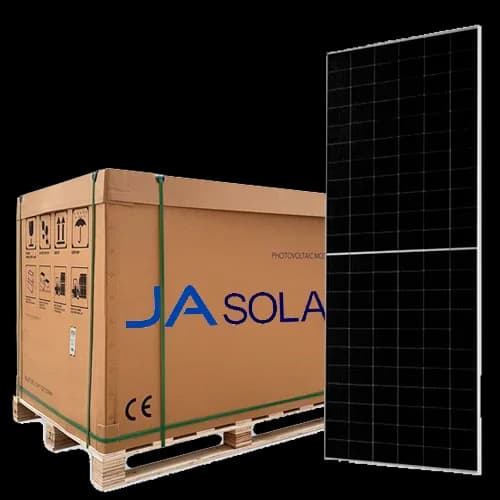 Palette mit 36 doppelseitigen Modulen von JA Solar, 615 W, Modell JAM66D45 LB Mono PERC, 132 Zellen