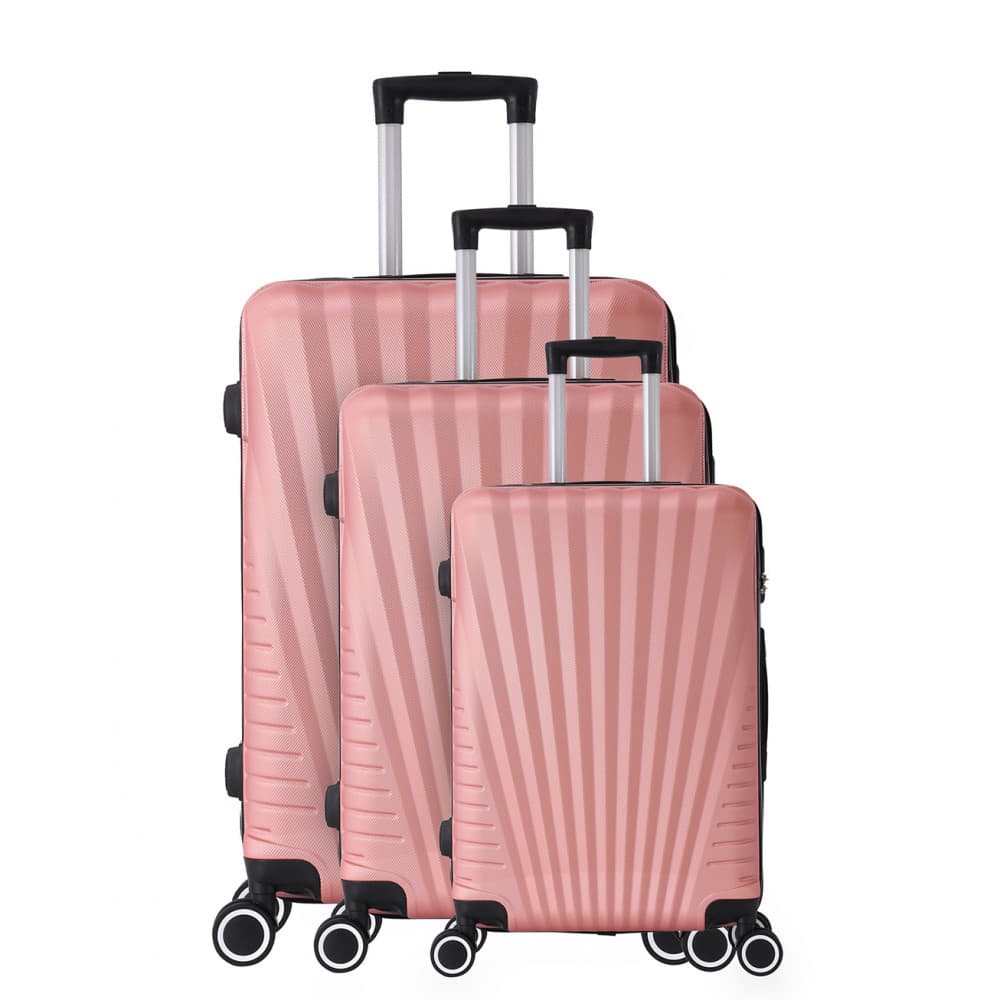 Set de 3 valises 4 roues ABS - Elegance - Trolley ADC Rose - Trolley ADC