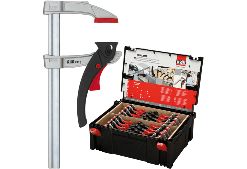 Set de serre-joints à levier haute technologie KliKlamp de BESSEY® avec mécanisme à crans