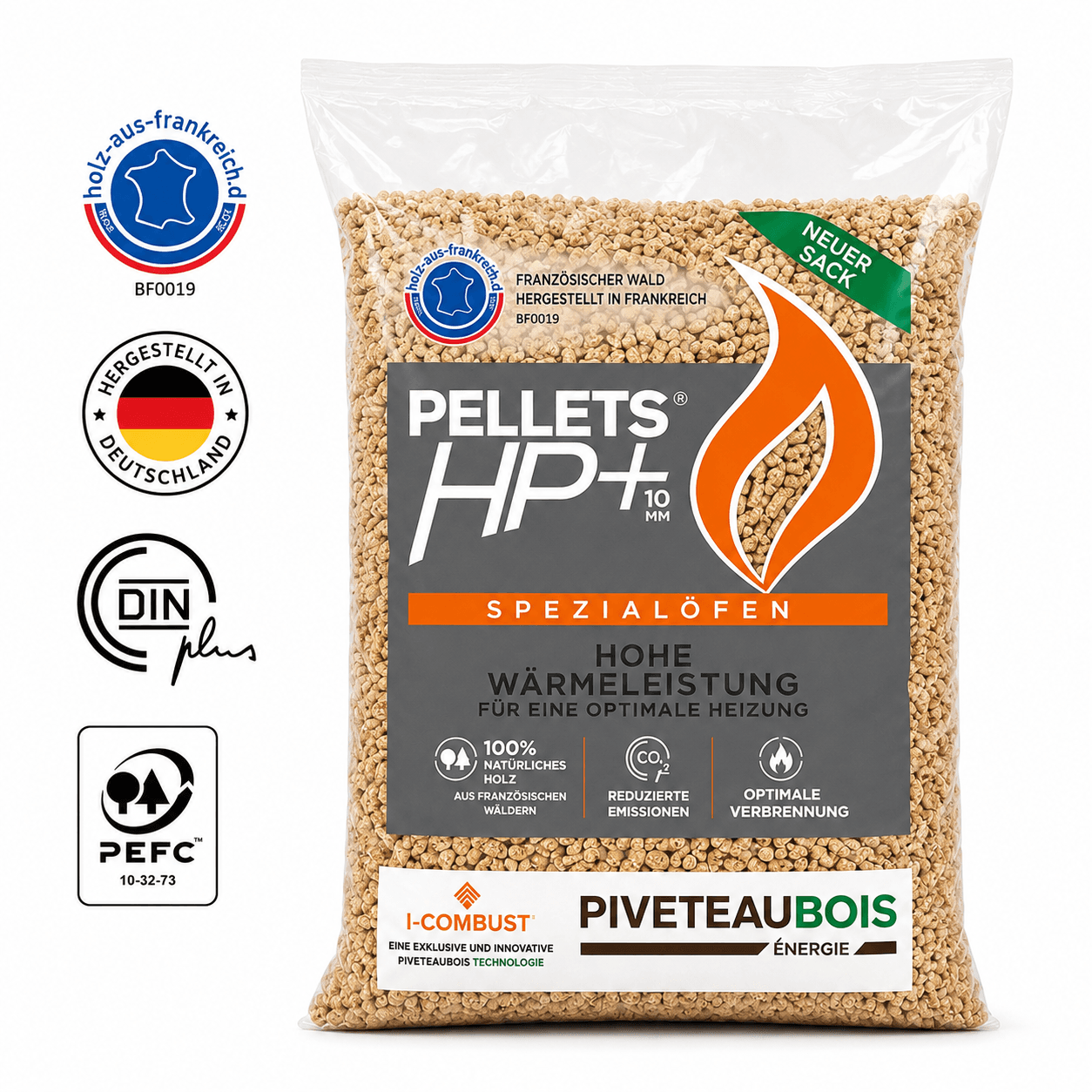 PIVETEAU HP+ Holzpellets – 1 Palette, 72 × 15 kg (1.080 kg) - 1 Palette