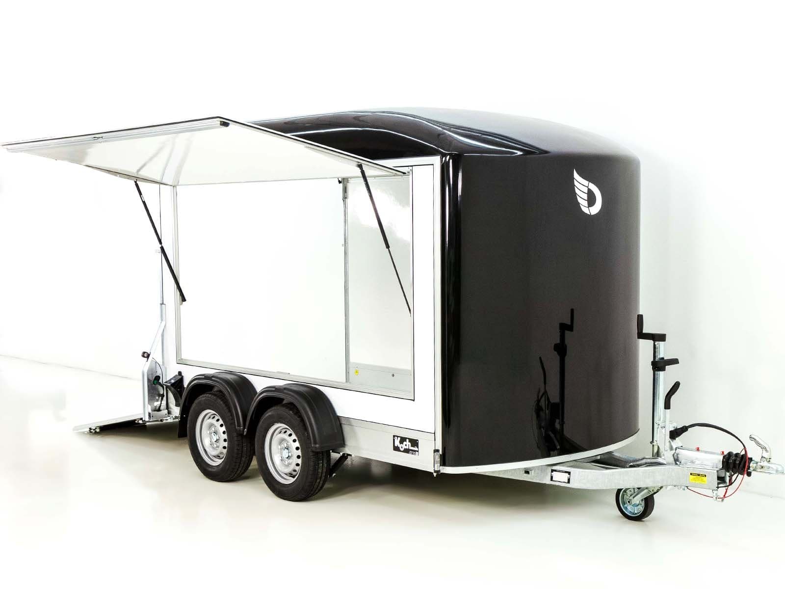 Debon Kofferanhänger C500 Sandwich 164x300cm H:200cm 2,0t | Alu | Polybug | Tür | Schwarz