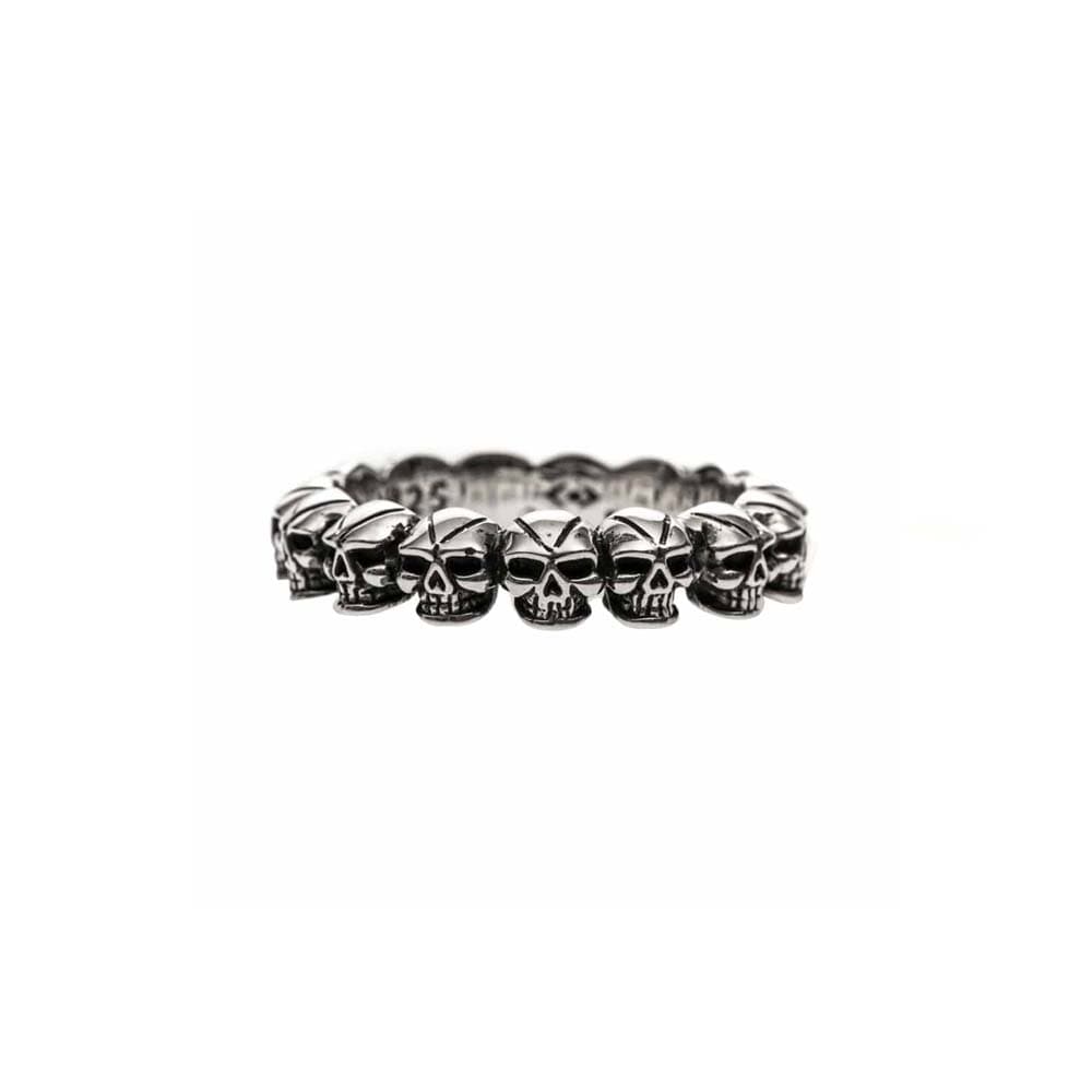 Alliance argent tête de mort skull