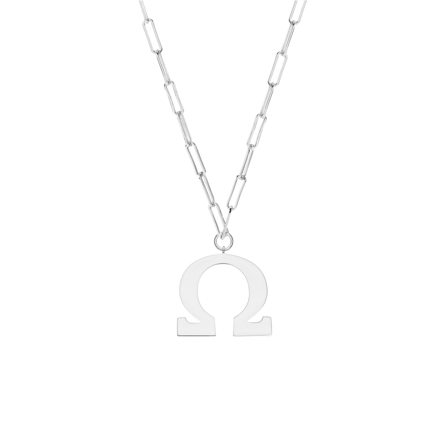 Collier chaine argent rhodié Omega