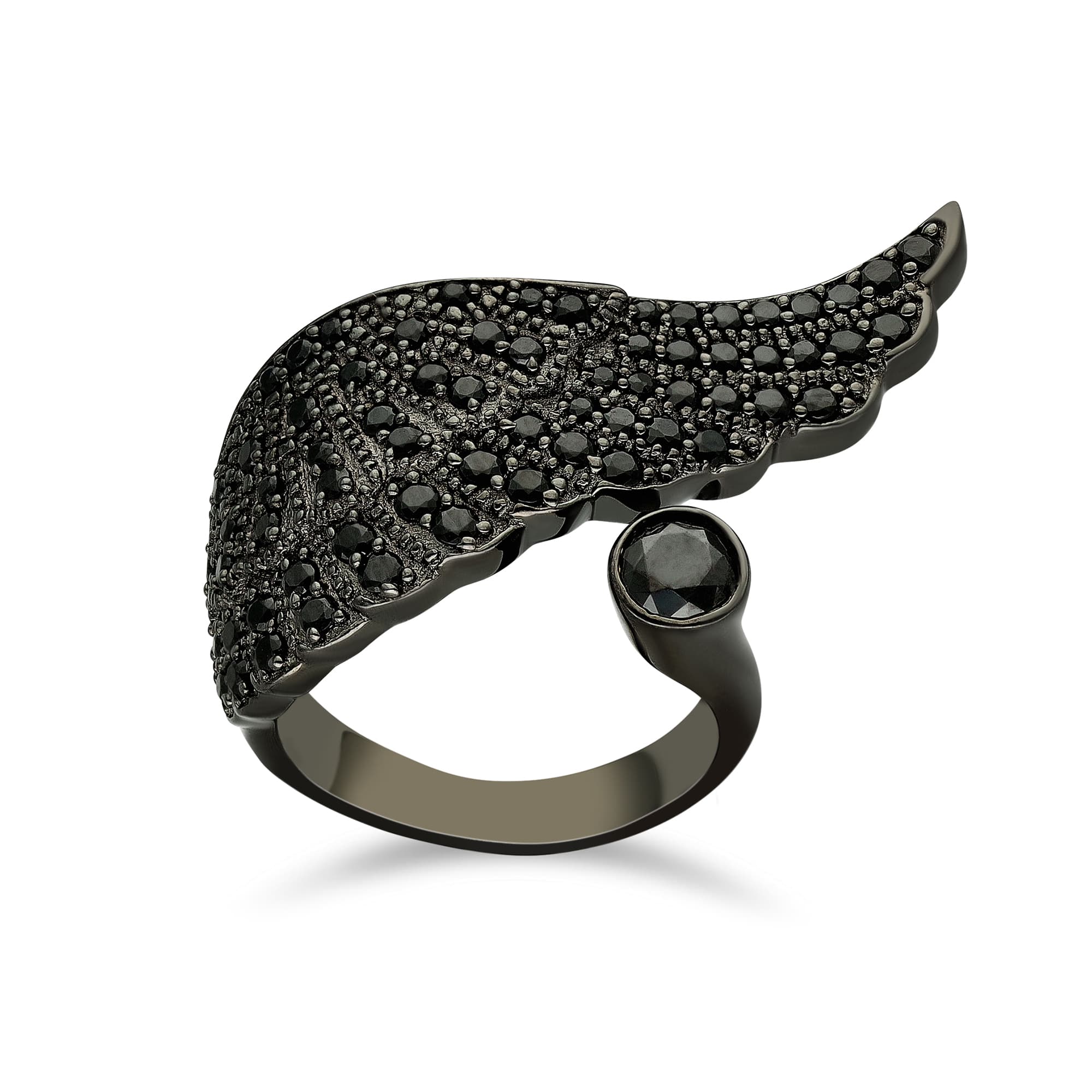 Bague aile d'ange noire noire