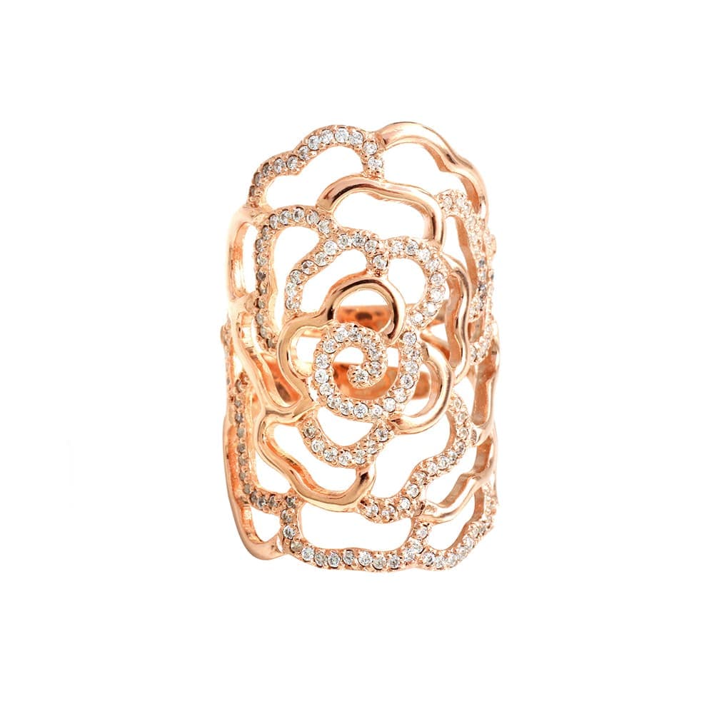 Bague argent ajourée rose