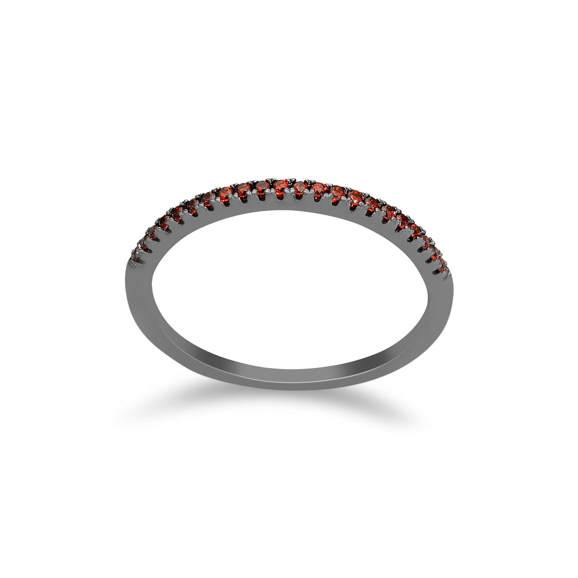 Bague anneau scintillant noir pierre orange