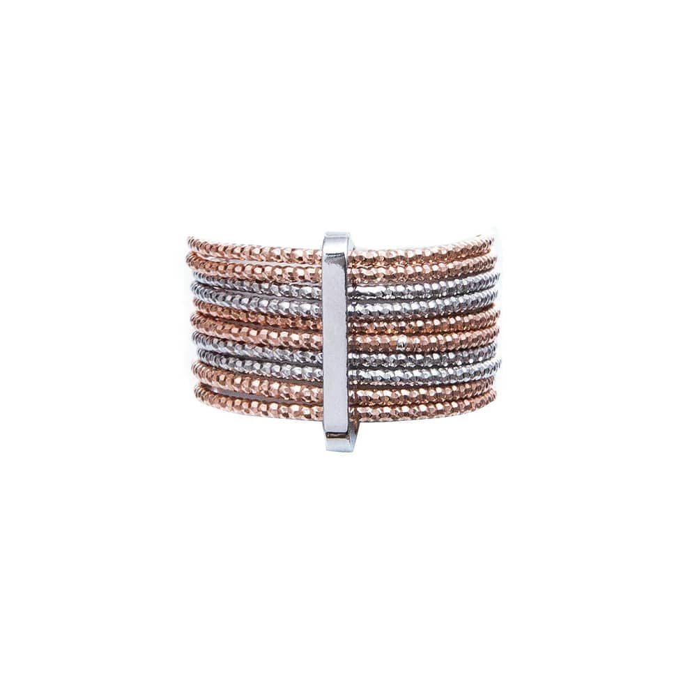 Bague argent anneau tressé type semainier bicolore 3D