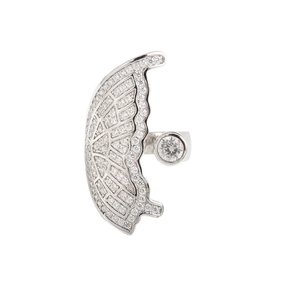 Bague argent aile de papillon rhodié