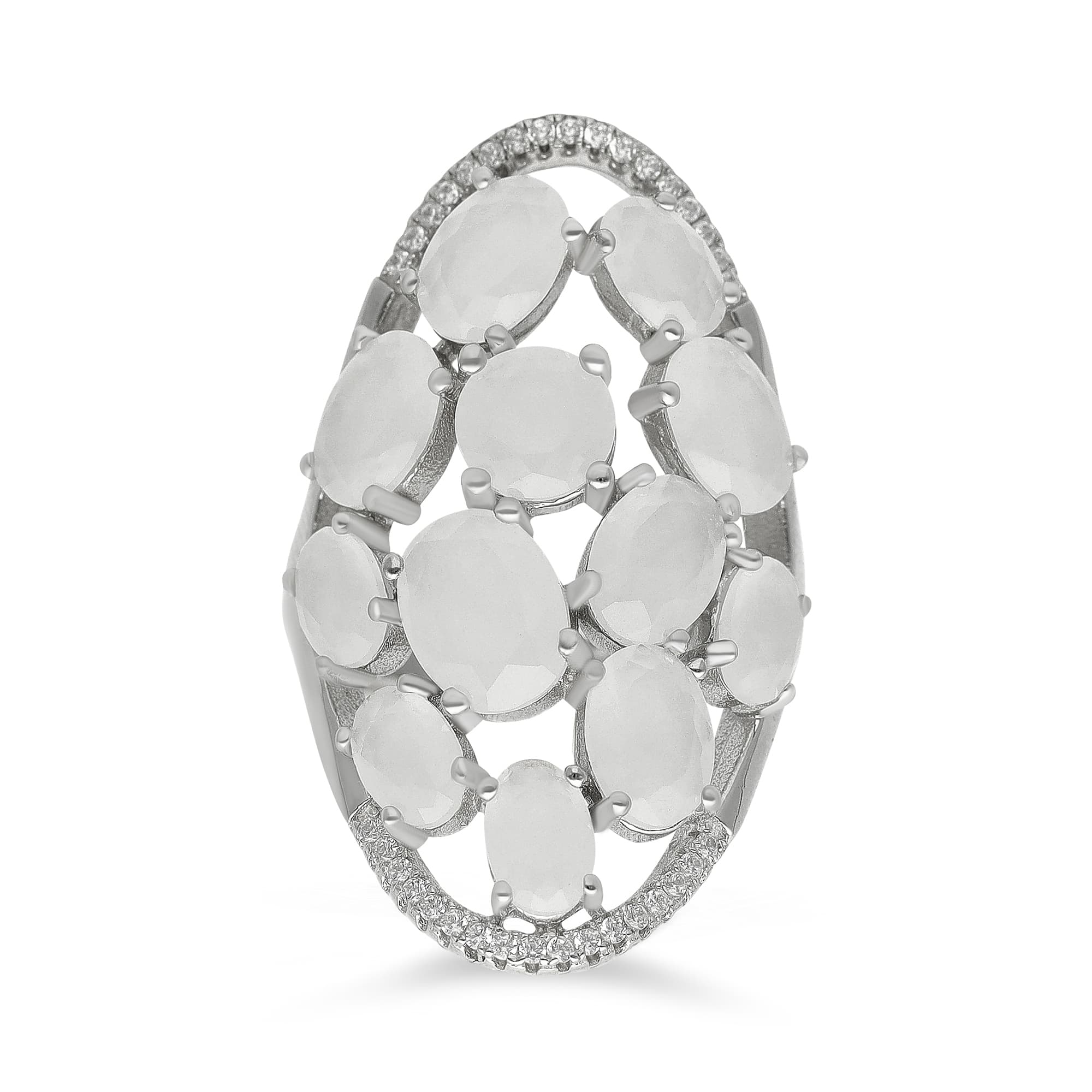 Bague argent asymétrique pierres blanches