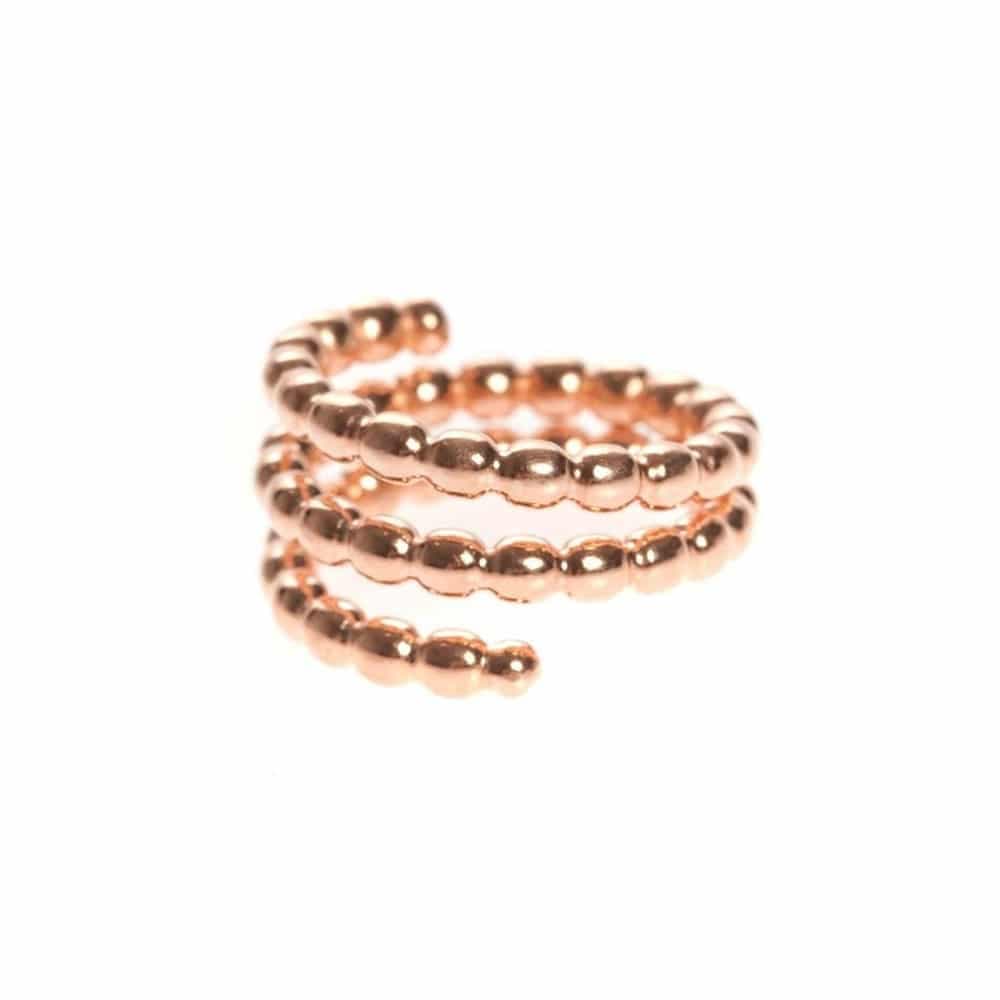 Double bague argent bulle d'or rose