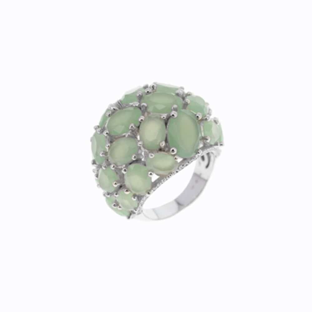 Bague argent cabochon pierre verte