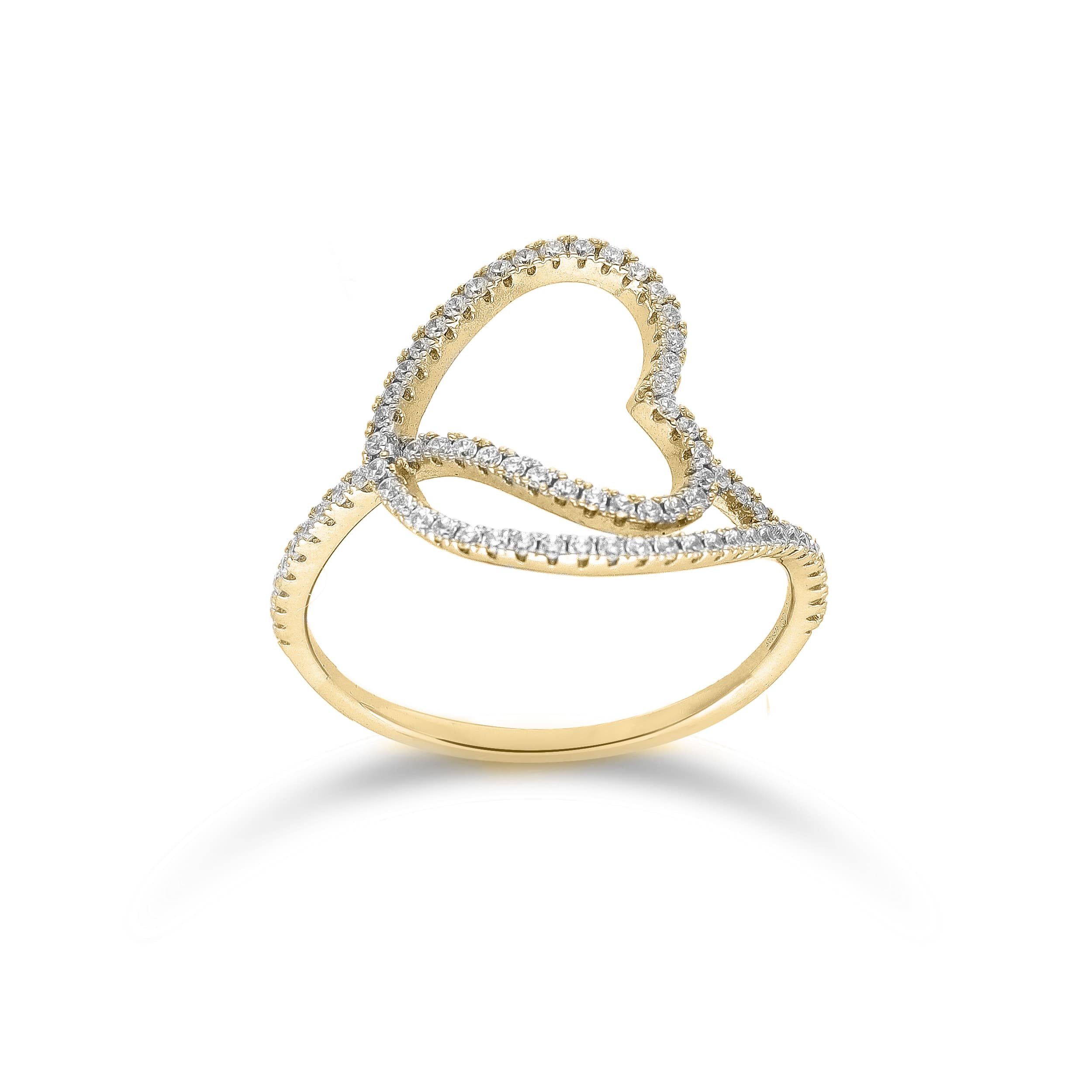 Bague argent coeur enlacé doré