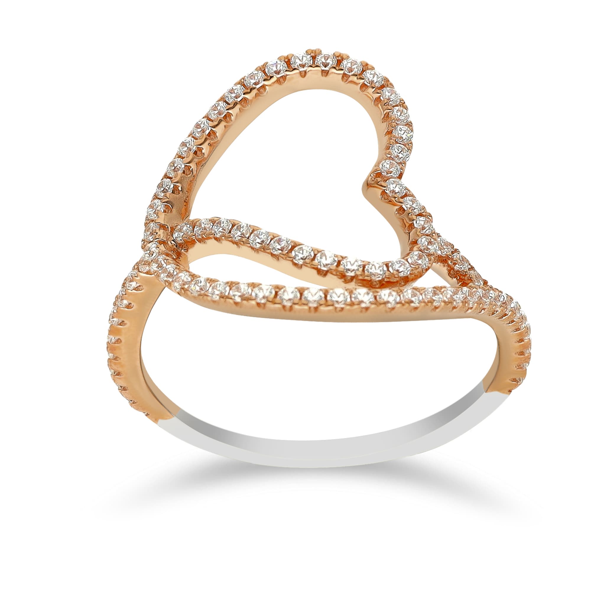 Bague argent coeur enlacé rose