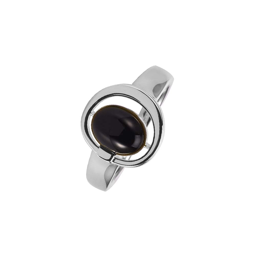 Bague argent rhodié alice pierre onyx noire