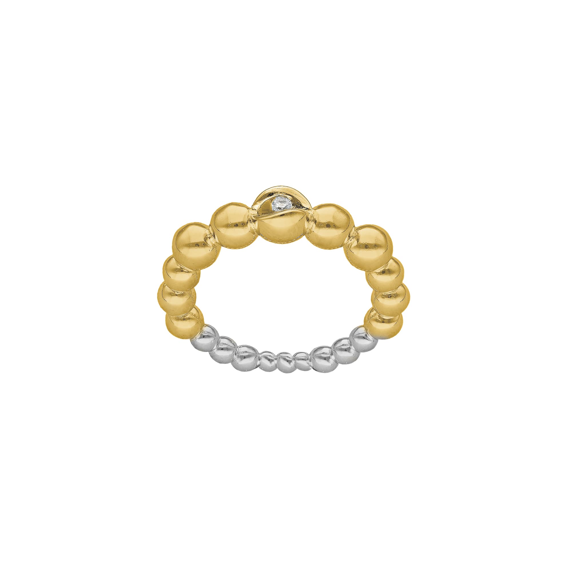 Bague argent doré boules avec oxyde de zirconium