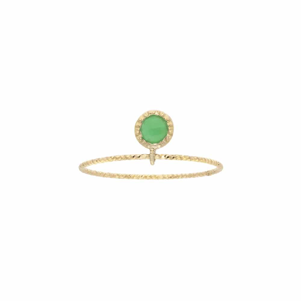 Bague argent doré breloque pierre fine aventurine