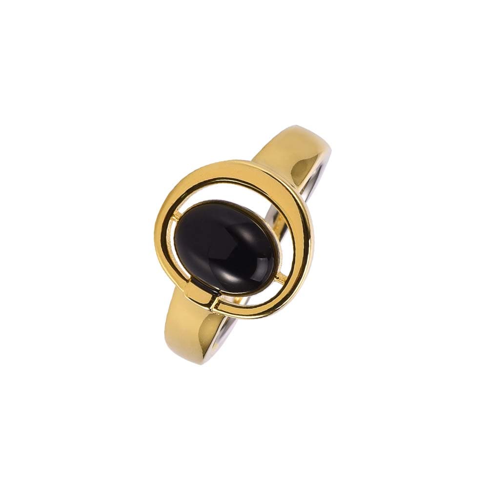 Bague argent doré alice  pierre onyx noire