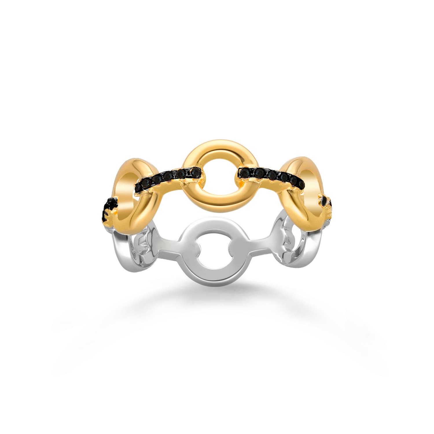 Bague argent doré elise zirconium noir