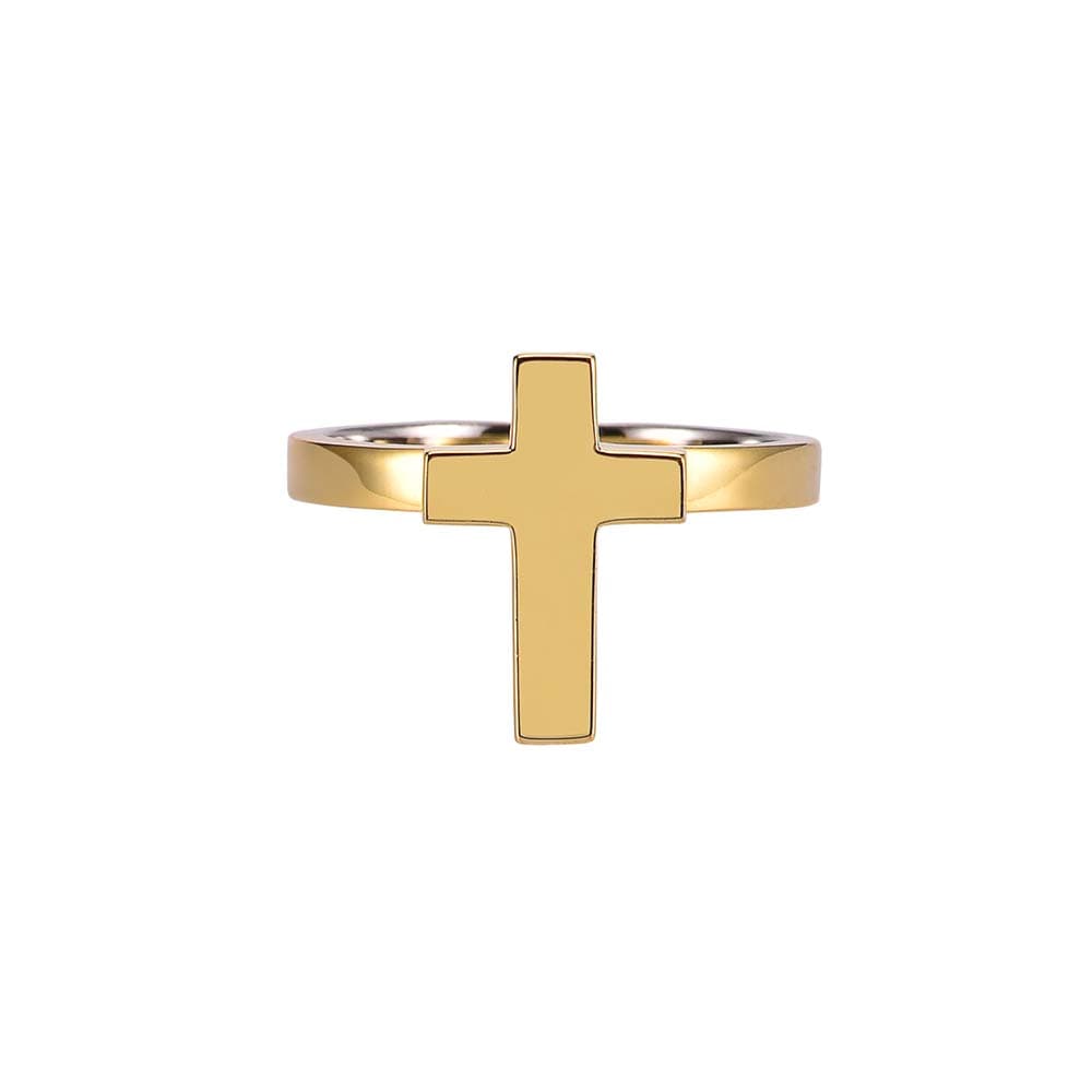 Bague argent doré croix marie