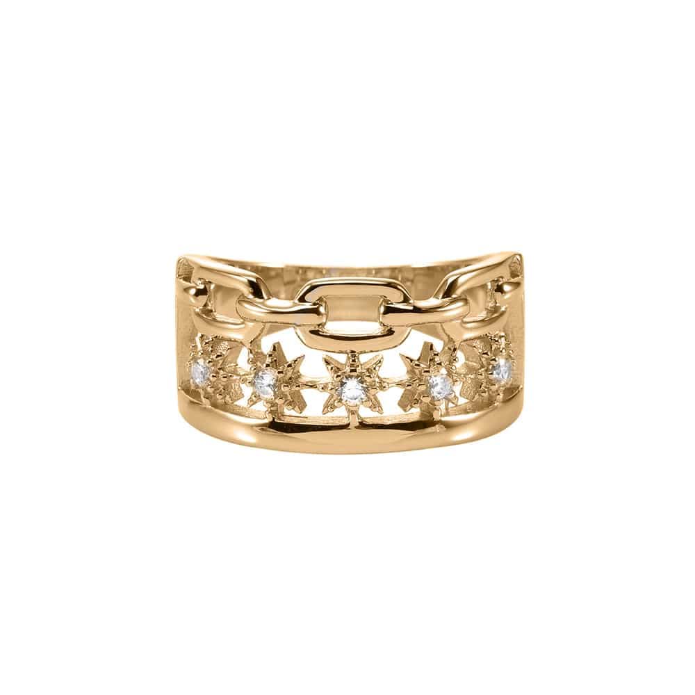 Bague argent doré Étoile zirconium blanc