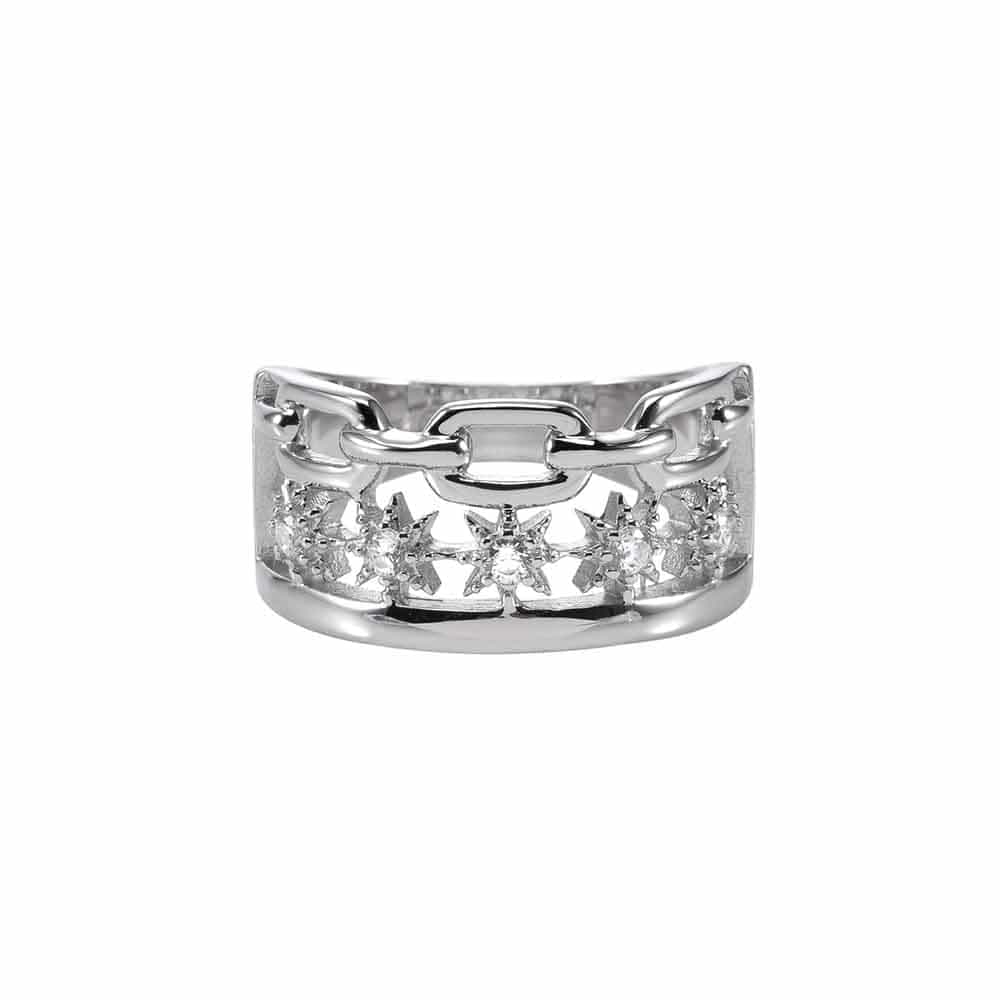 Bague argent étoile zirconium blanc