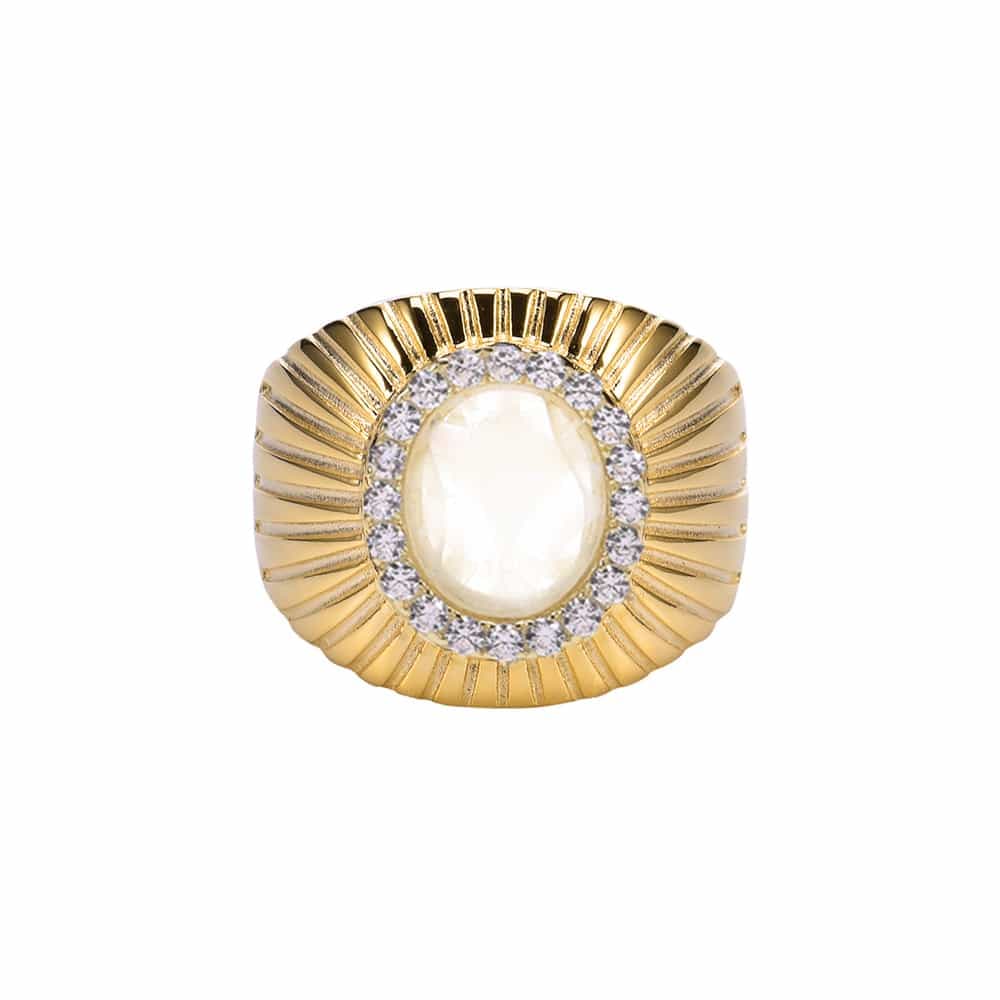 Bague argent  doré nacre et zirconium élisabeth