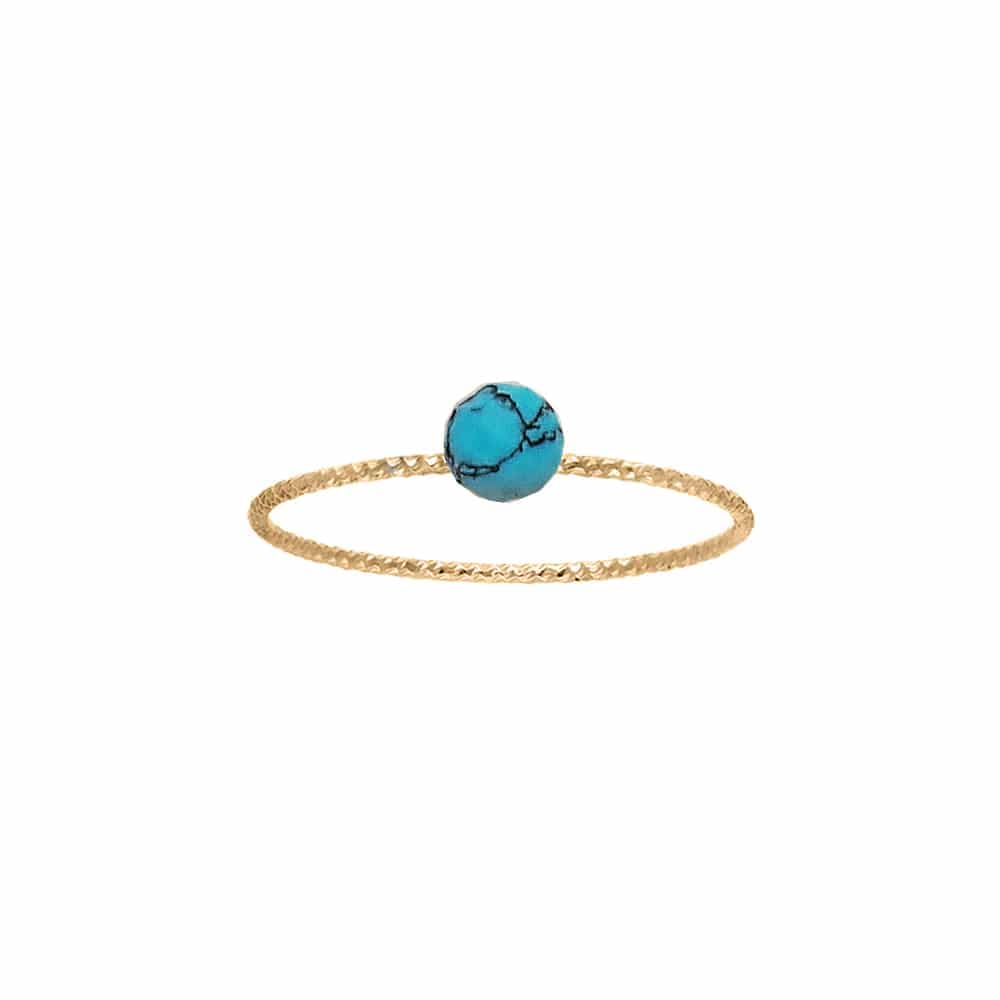 Bague argent doré perle fixe pierre turquoise
