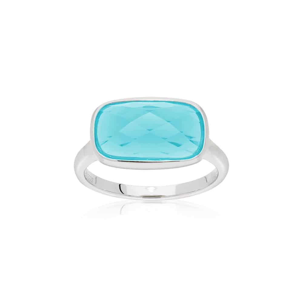 Bague argent petit galet pierre vert eau