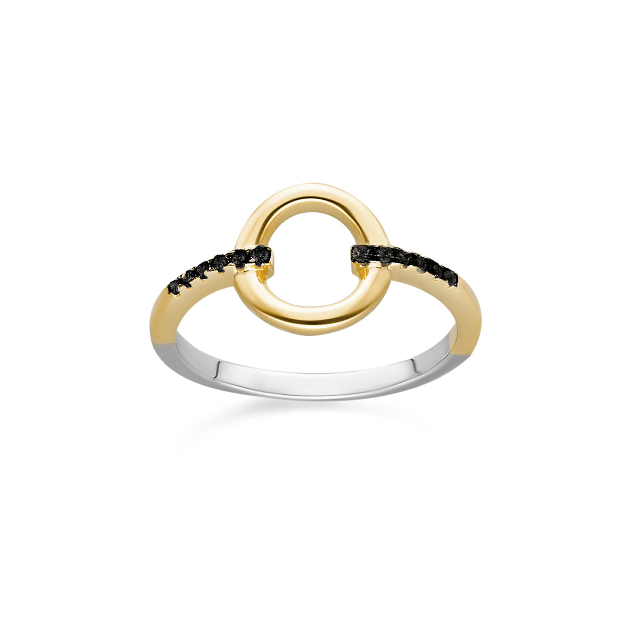 Bague argent doré simple elise zirconium noir