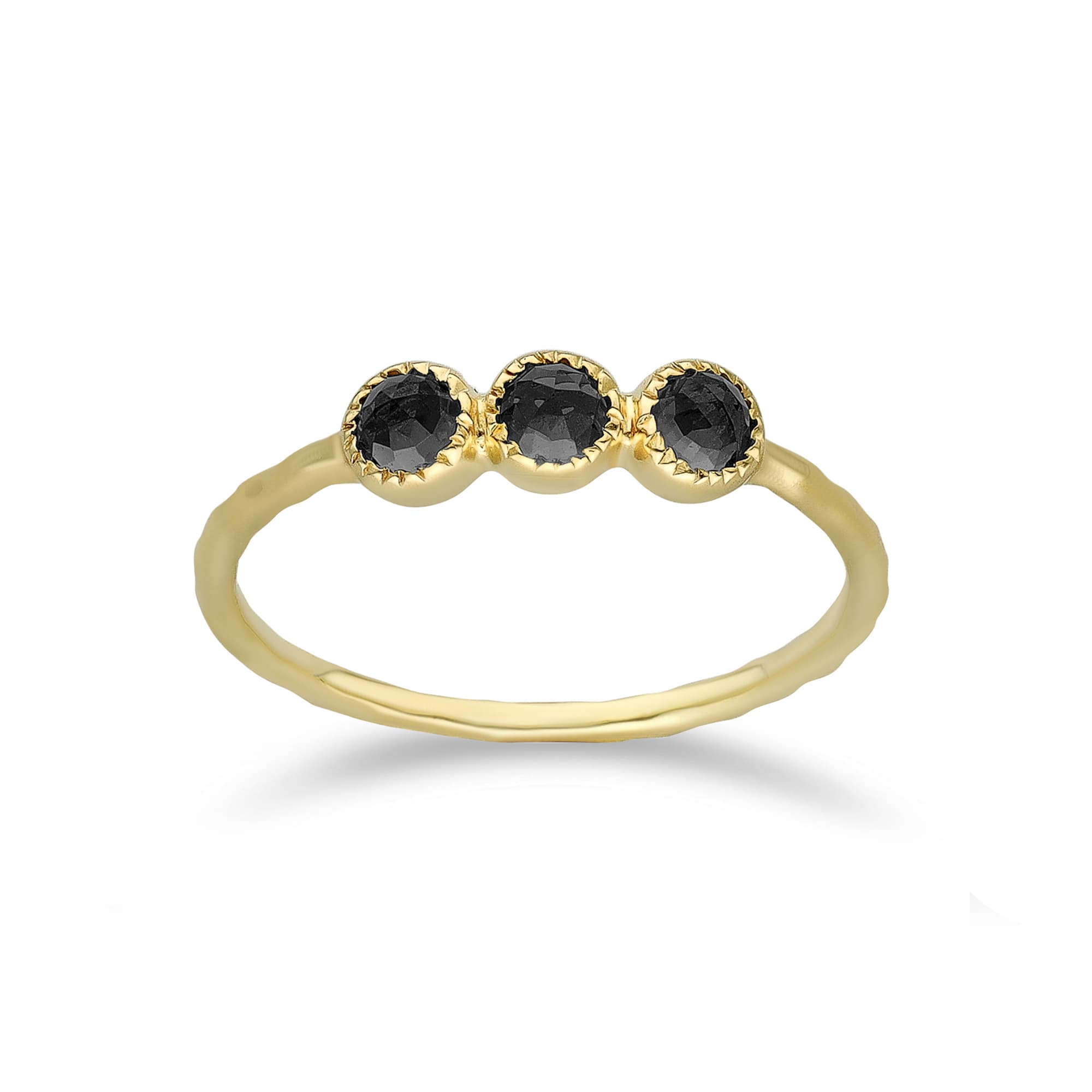 Bague argent dorée trilogie spinelle noire