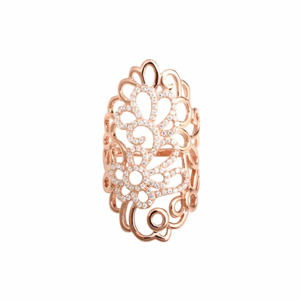 Bague argent esprit floral rose