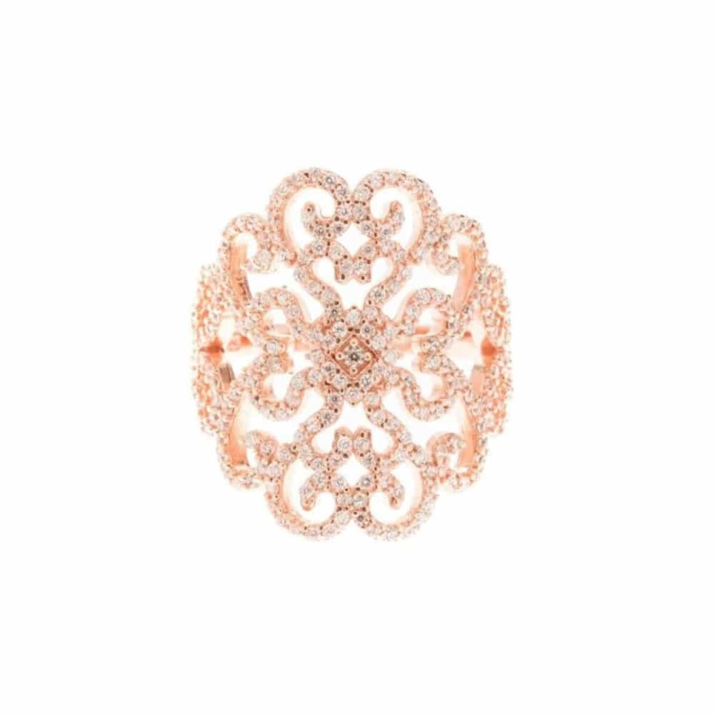 Bague argent fleur de cœur rose