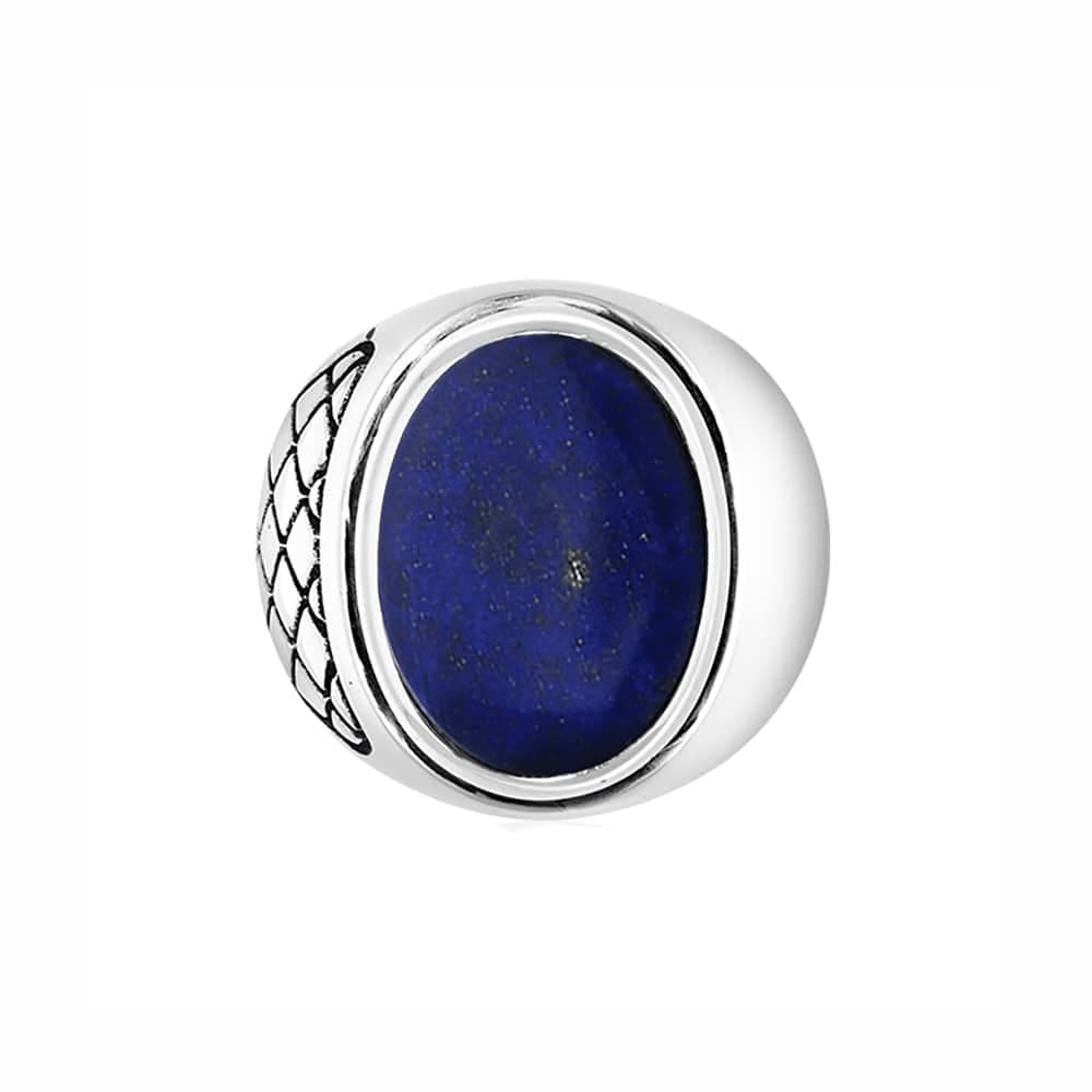 Bague argent homme lapis asymétrique