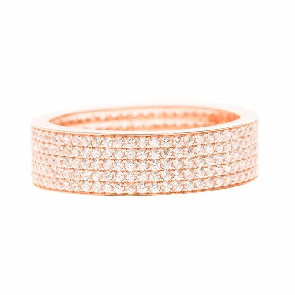 Bague argent jonc scintillant serti rose