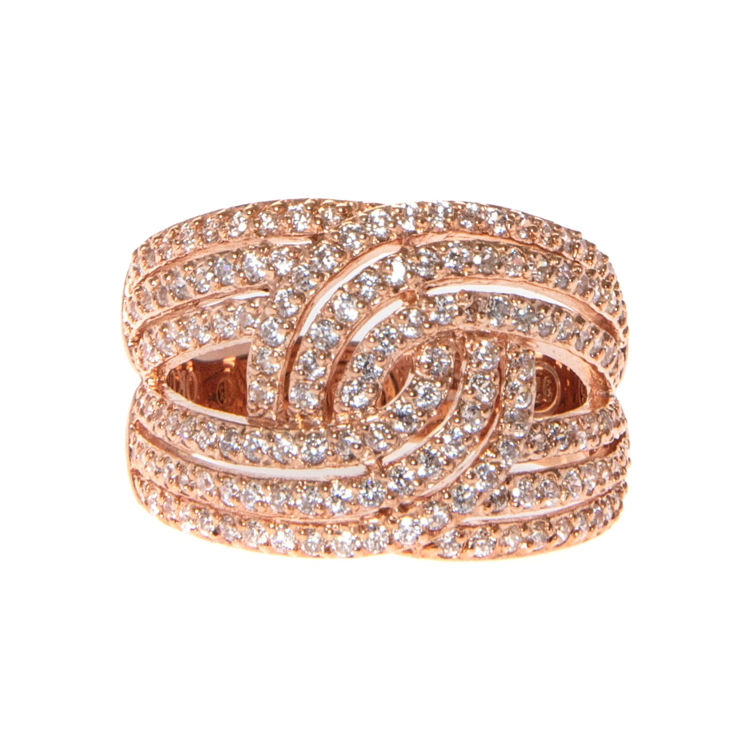 Bague argent liens entrelacés rose