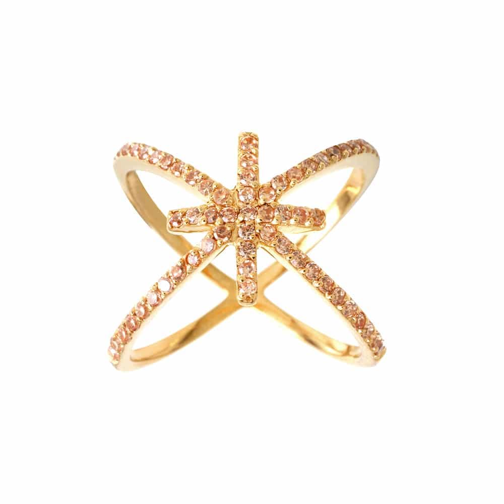 Bague argent motif croix doré