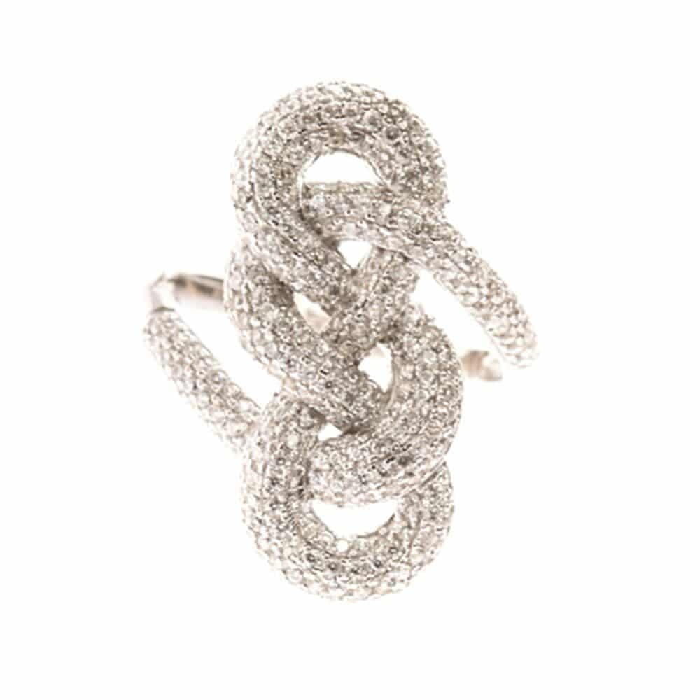 Bague argent motif noeud scintillant rhodié