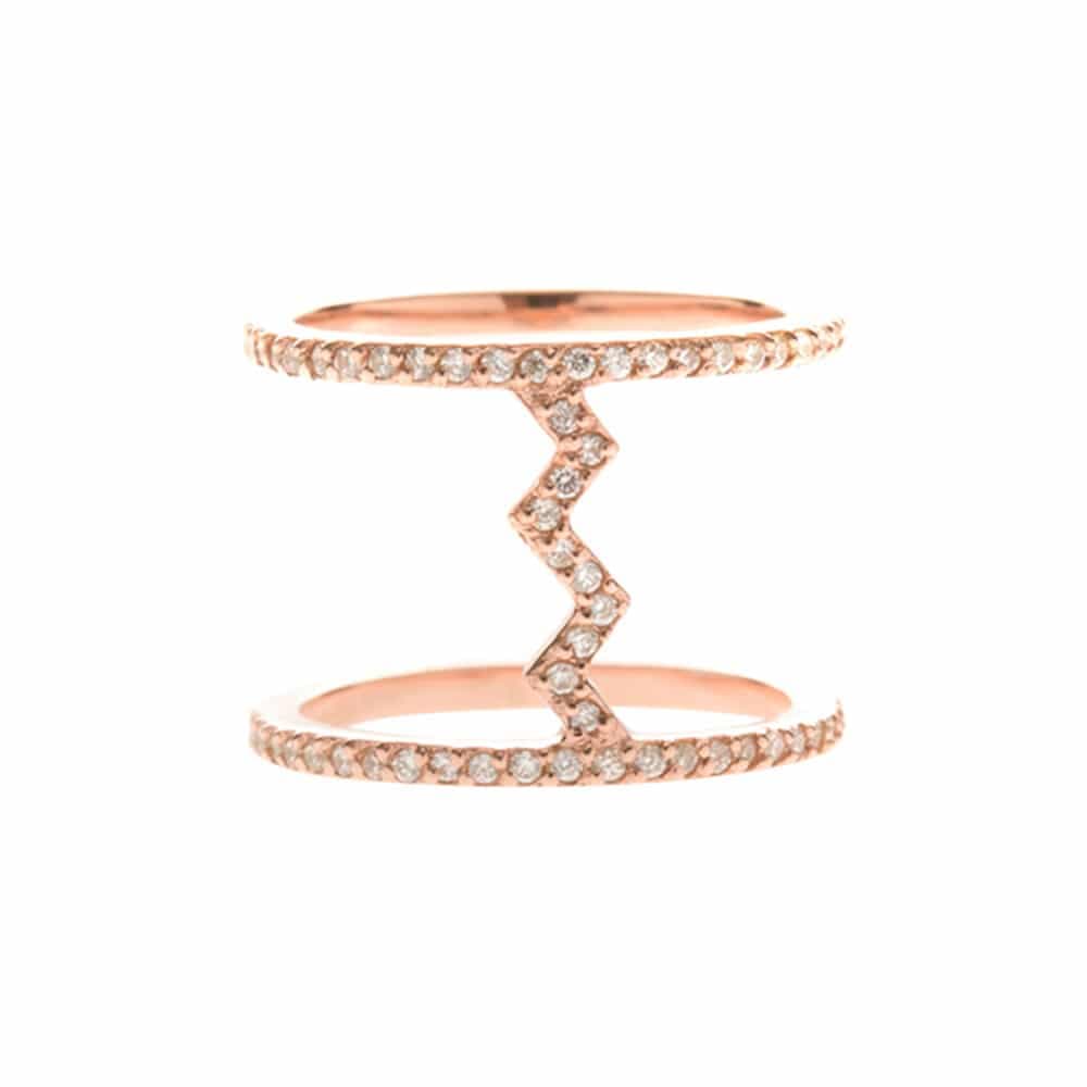 Bague argent motif zig zag rose